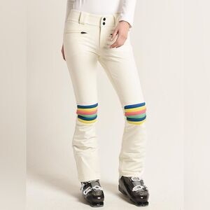 Perfect Moment Aurora Flare Ski Pants Cream White Rainbow Waterproof Large